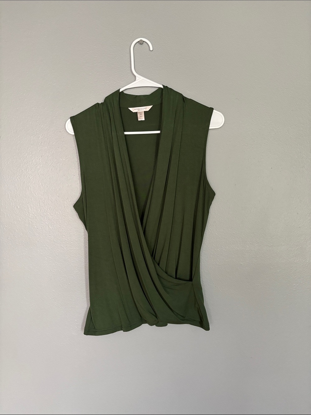 Banana Republic Olive Green Sleeveless Draped Wrap Camisole